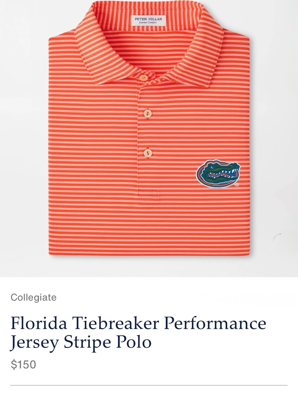 PETER MILLAR Florida Tiebreaker Performance Jersey Stripe Polo